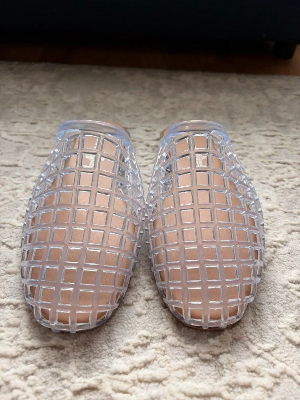 Old Navy Clear Jelly Mules Woven Cage Slip On Shoes Women’s Size 6 NWOT